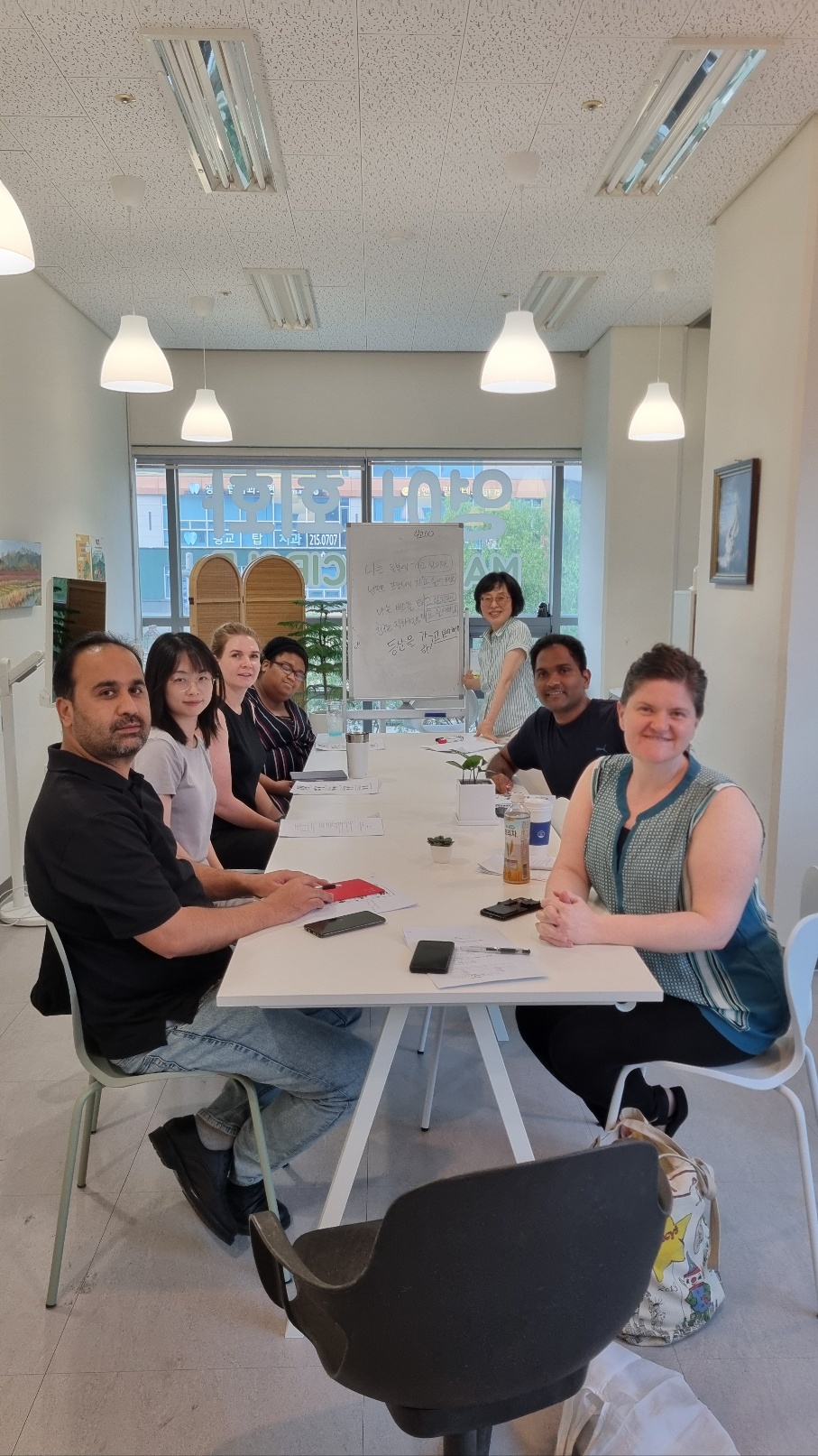 Korean class with diverse international students learning together